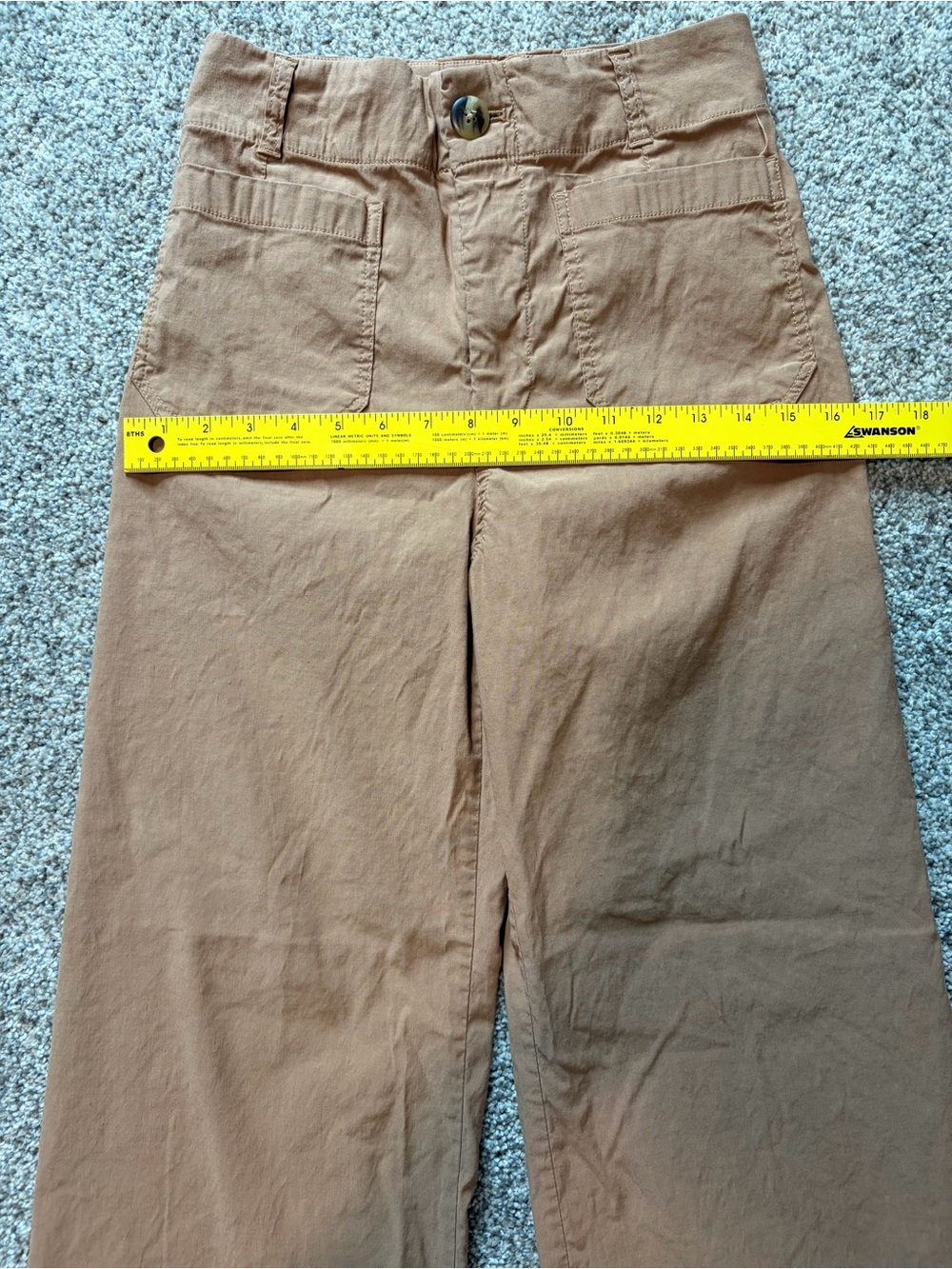 Maeve Colette Linen Blend Wide Leg Full Length Pants Camel High Rise Size 28 - Picture 10 of 12